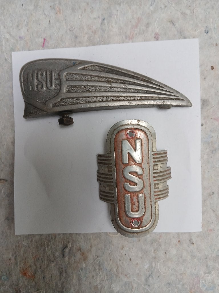 Oldtimer NSU Fiets / Bromfiets Emblemen, Fietsen en Brommers, Ophalen, Gebruikt, Oldtimerfiets, Overige merken