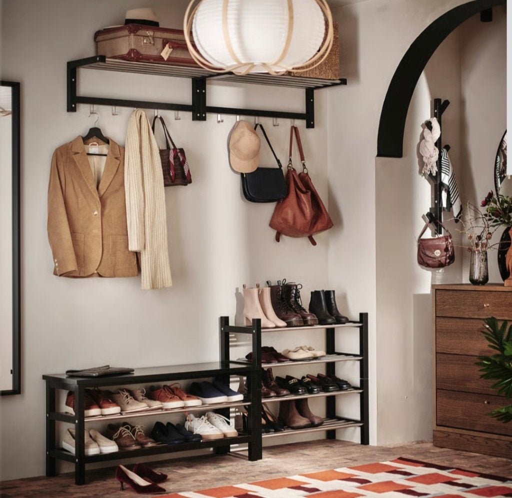 Ikea TJUSIG Kapstok + schoenenrek zwart, Ophalen, Zo goed als nieuw