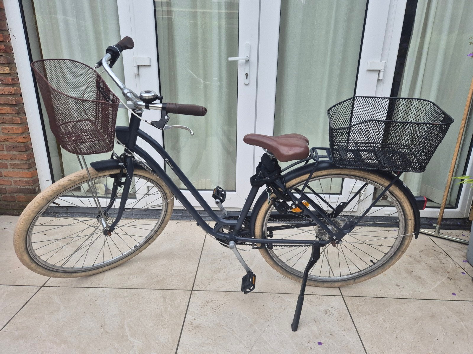 B'Twin Stadsfiets 520 laag Frame Kosmosblauw XS, Gebruikt, Velgrem, (Extra) lage instap, Minder dan 47 cm