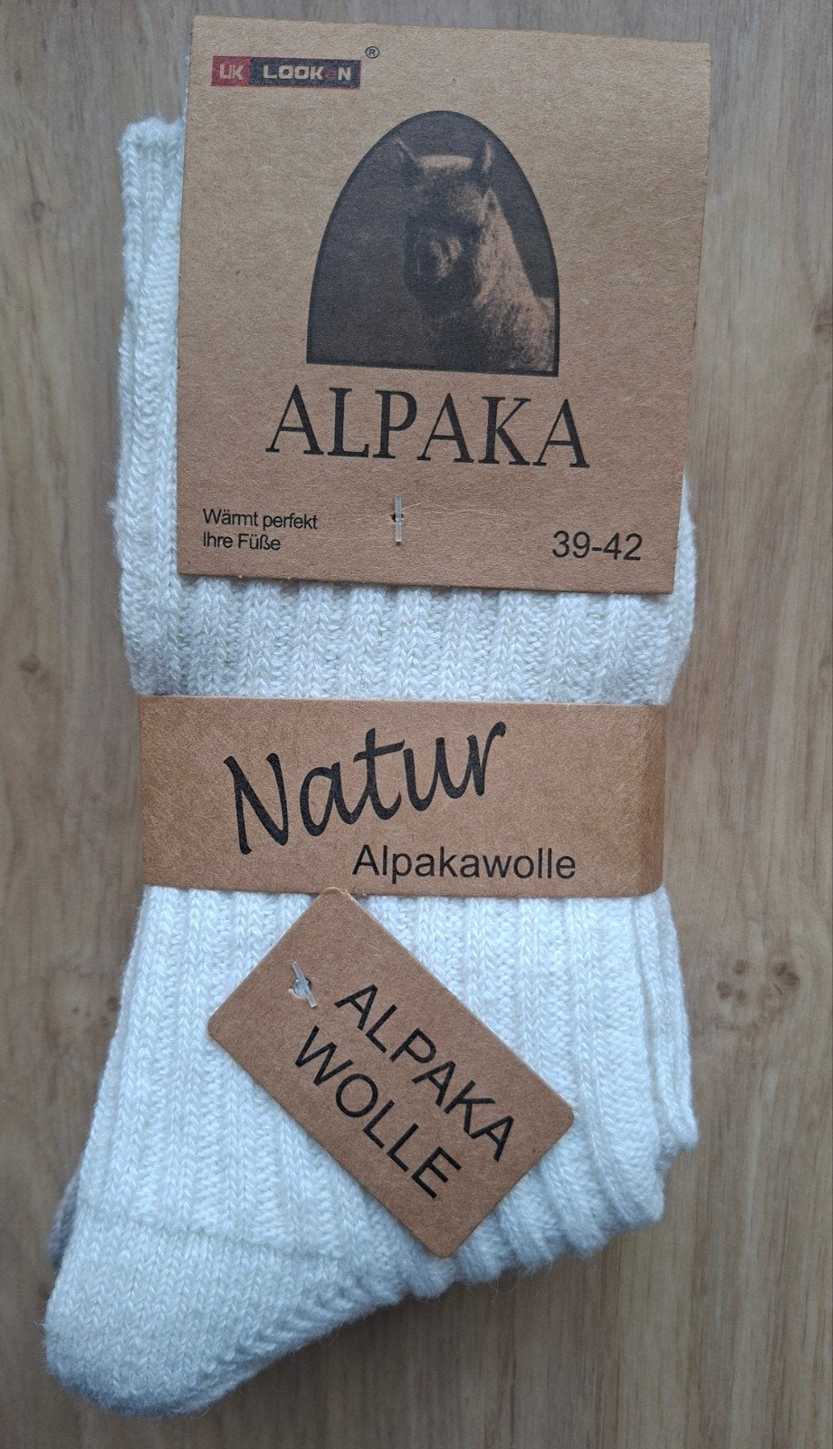 3 Paar Dunne Alpaka Wollen Sokken Maat 39-42 (Ribbel), Sokken en Kniesokken, Alpaka, Wit, Nieuw