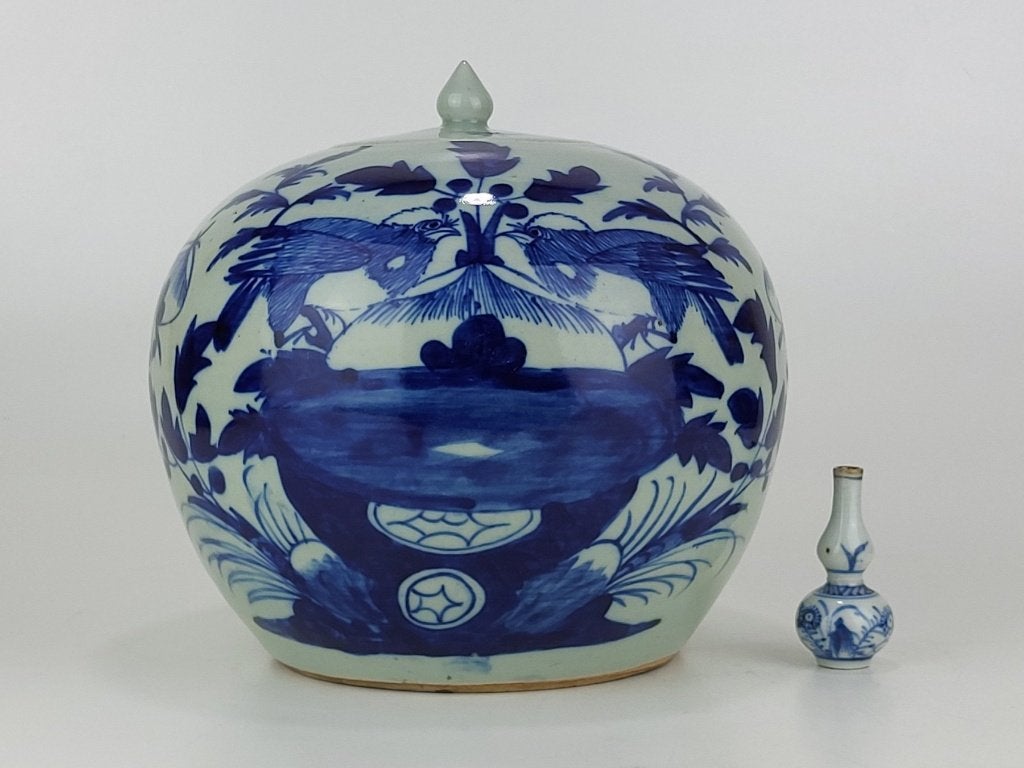 Antieke Chinese gemberpot celadon met deksel 19e eeuw, Ophalen of Verzenden