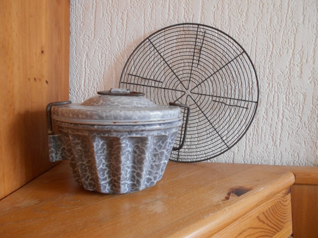 Grijs gewolkt emaille poffertpan, Ophalen of Verzenden