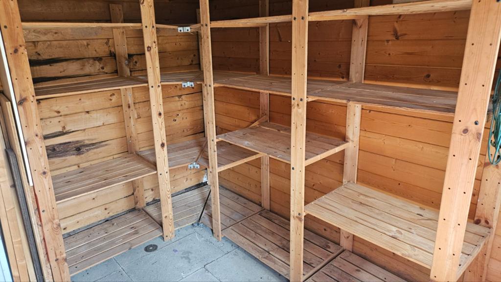Houten stellingkast / opbergrek voor schuur, garage, berging, Huis en Inrichting, Ophalen, Gebruikt