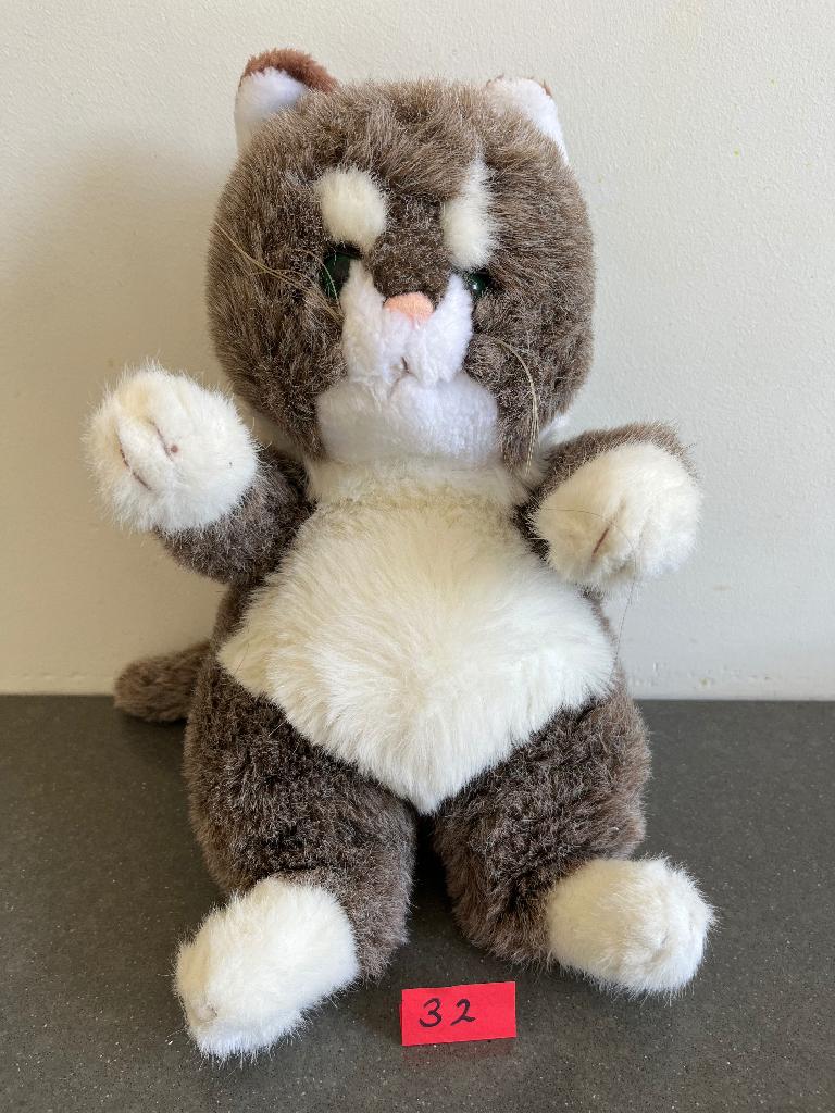 Schattige poes knuffel (32 cm), Overige typen, Grijs, Nieuw, Ophalen of Verzenden