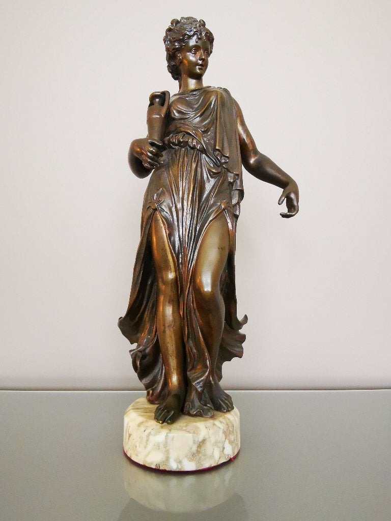 19e eeuw Frans bronzen sculptuur Diana hond Jachthond beeld, Antiek en Kunst, Handgemaakt, Ophalen of Verzenden, Brons, Beeld