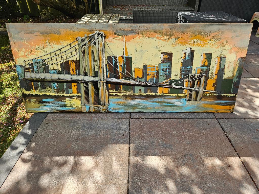 Stalen schilderij New York, 50 tot 75 cm, 125 cm of meer, Ophalen of Verzenden, Zo goed als nieuw