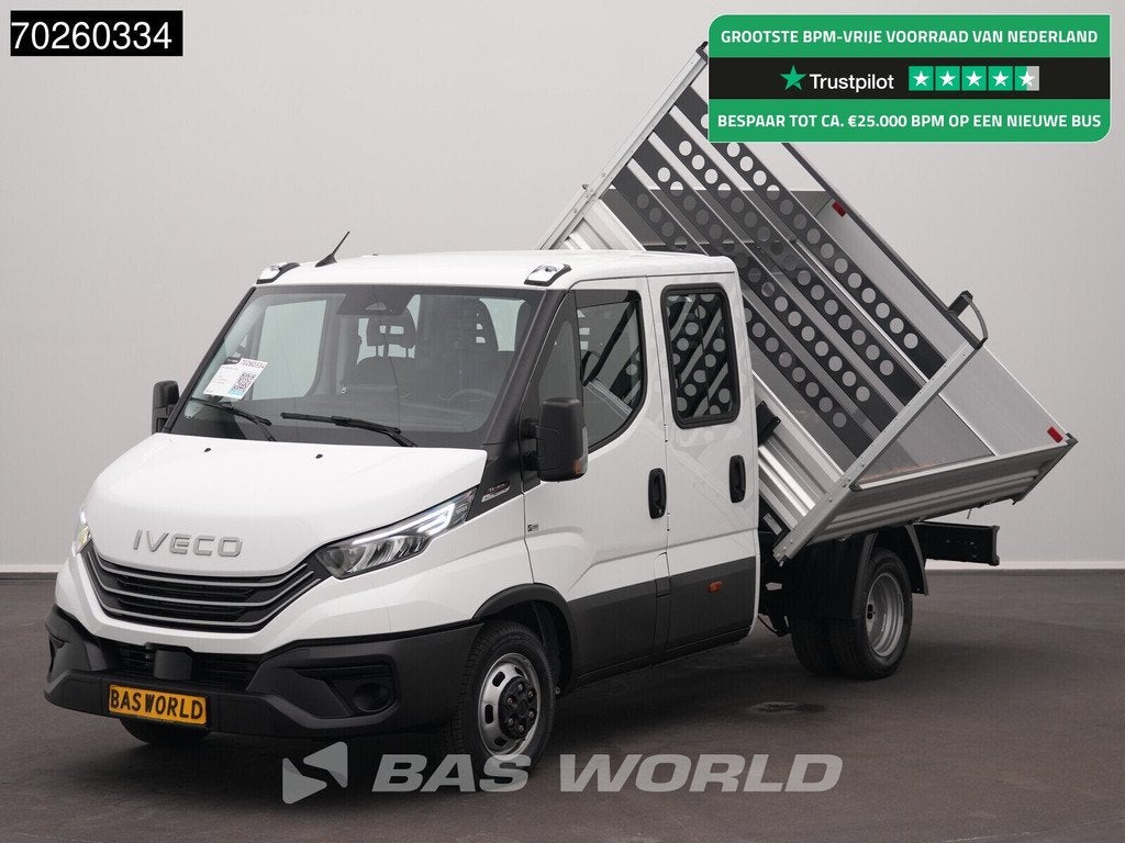 Iveco Daily 35C21 BPM VRIJ! 3-Zijdige Kipper Dubbel Cabine 2, Auto's, Automaat, Stof, Euro 6, 4 cilinders