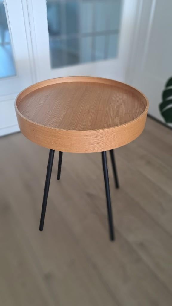ZUIVER OAK tray Side Table, Ophalen, Gebruikt, Rond, Minder dan 50 cm