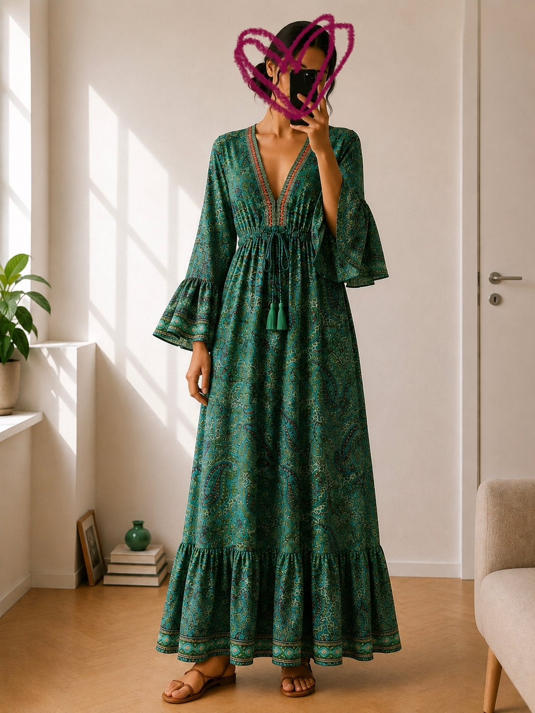 Zijden jurk boho ibiza style, nieuw met kaartjes, Ophalen of Verzenden, Nieuw, Maat 38/40 (M), Meerkleurig