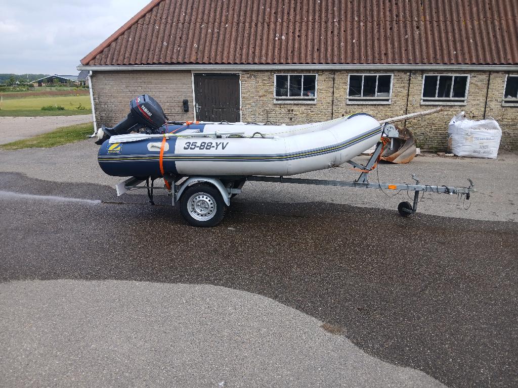 Zodiac C 340 met aanhanger, Watersport en Boten, Ophalen, Gebruikt, 15 pk, Peddels