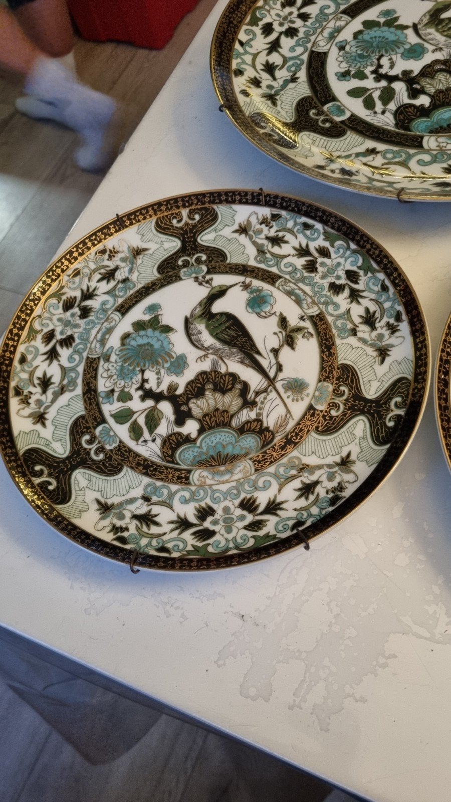 3 Saji Fine China Imari Stijl Sierborden Groen Goud, Ophalen