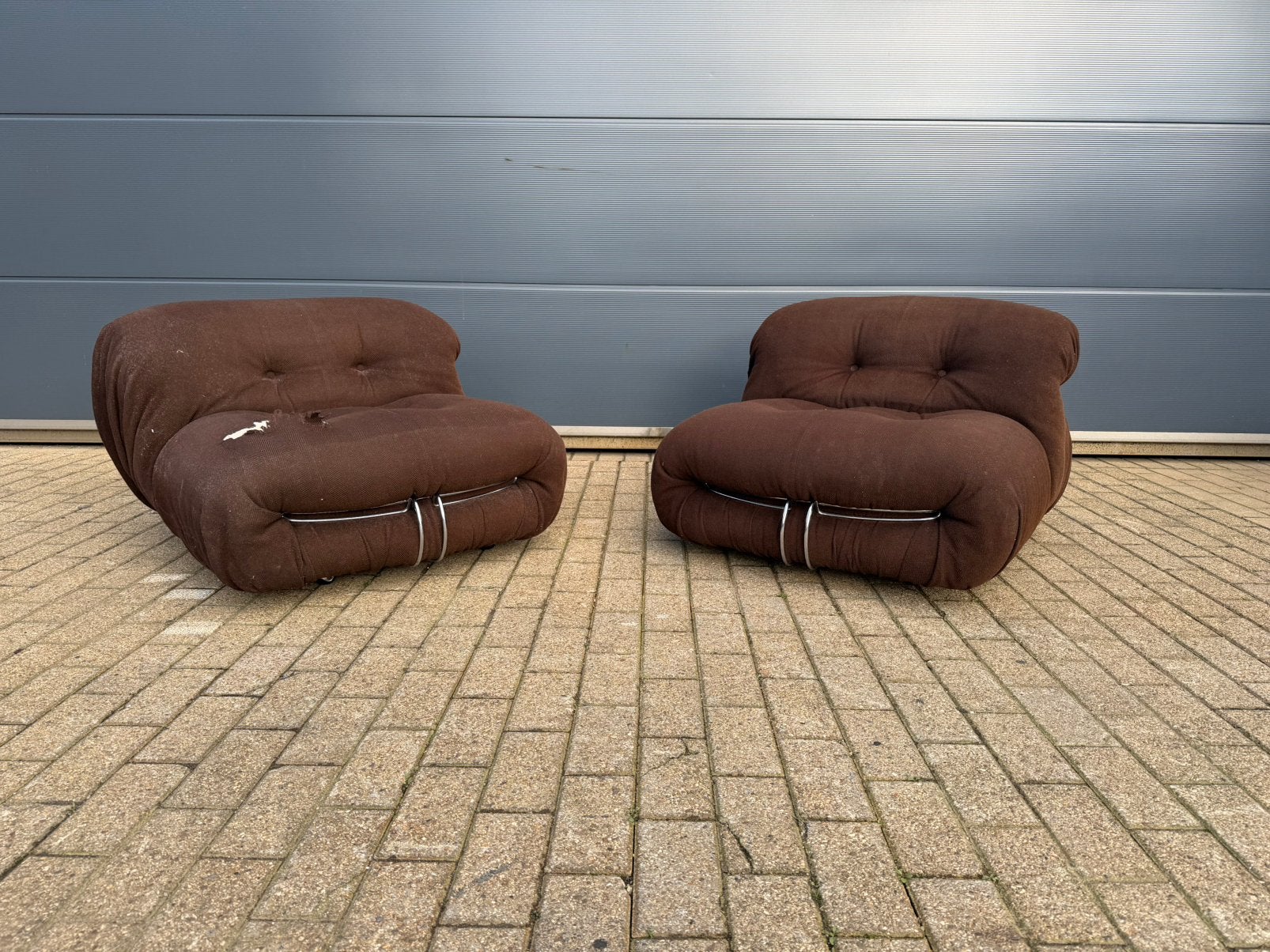 Originele 1970’s Cassina Soriana 2x 1zit Tobia & Afra Scarpa, Ophalen of Verzenden, 75 tot 100 cm, Vitra knoll sede artifort leolux b&b italia togo flos edra cor