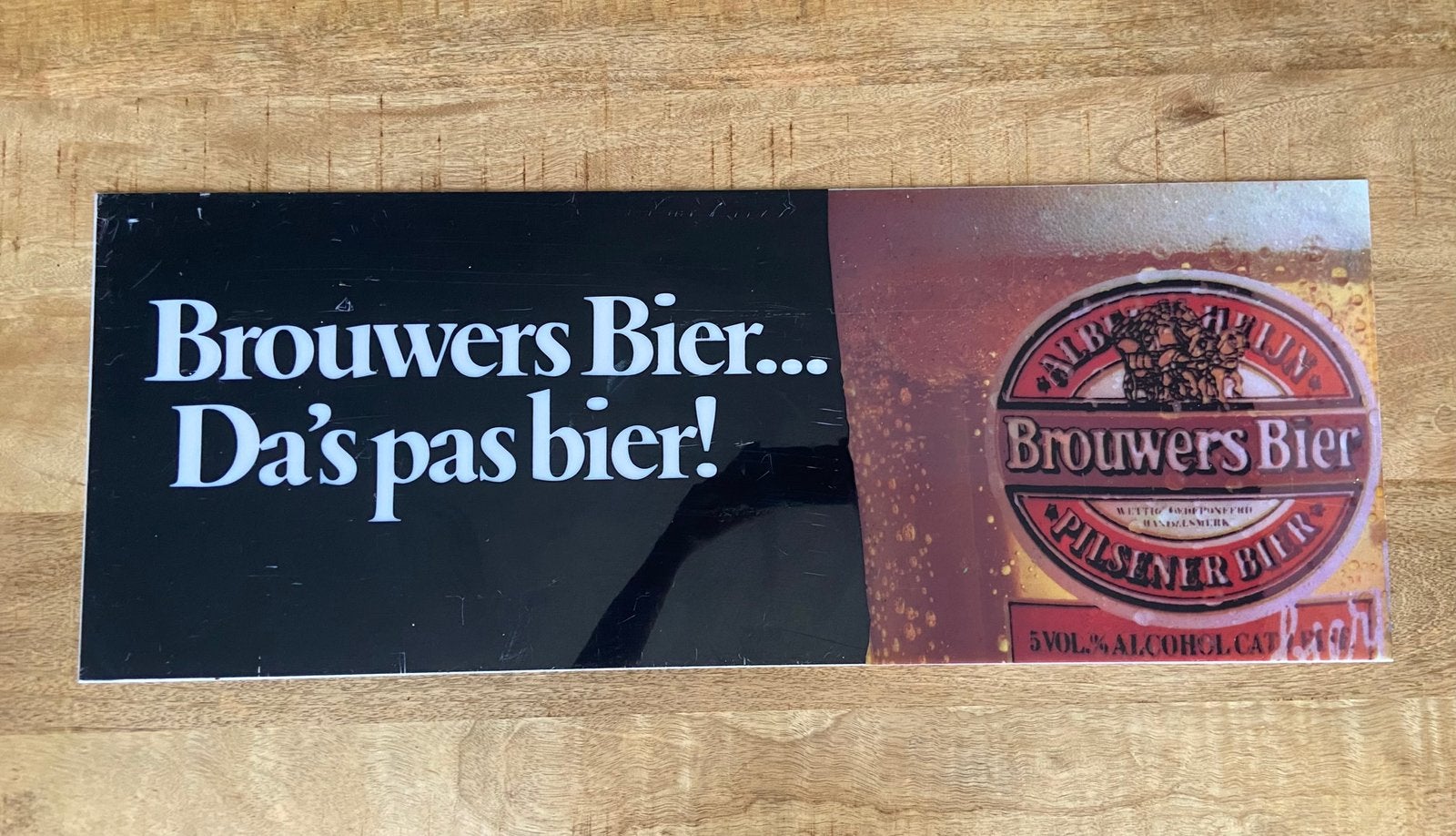 AH Brouwers vintage Bier lichtbak-plaat reclamebord bord, Verzamelen, Ophalen of Verzenden, Gebruikt, Lichtbak of (neon) lamp