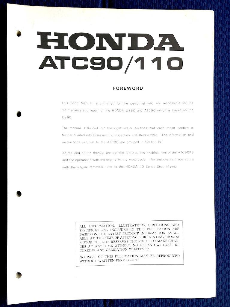 Honda US90 ATC90 ATC110 1970-1980 Service Manual, Verzenden, Honda