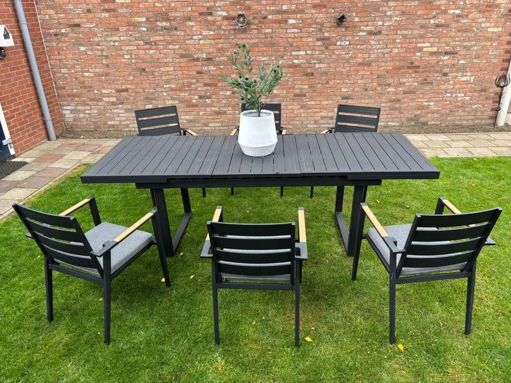 Tuinset met 6 stoelen aluminium, Ophalen, Aluminium, Zo goed als nieuw, Tuinset