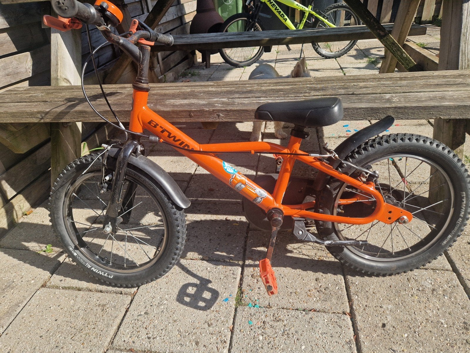 B'Twin kinderfiets 16 inch - Oranje, Ophalen, Velgrem, B'Twin, 16 tot 20 inch