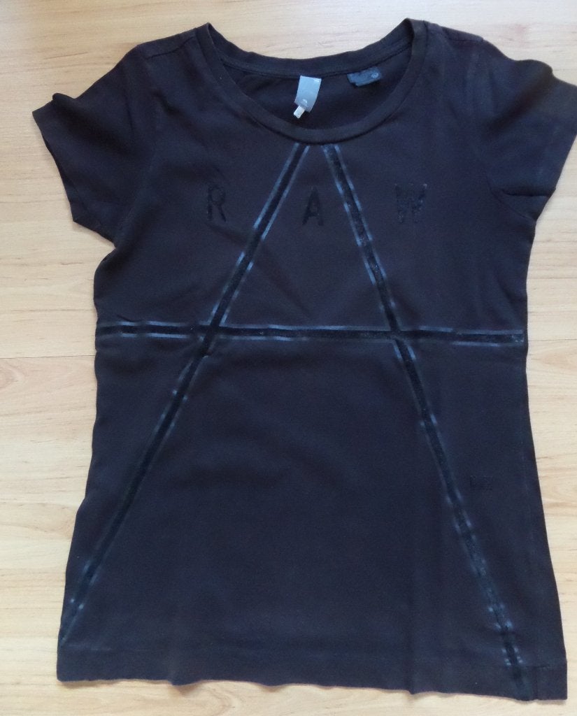 Zwart katoenen t-shirt van G-Star maat S met leuke print, Zwart, Ophalen of Verzenden, Zo goed als nieuw, Korte mouw