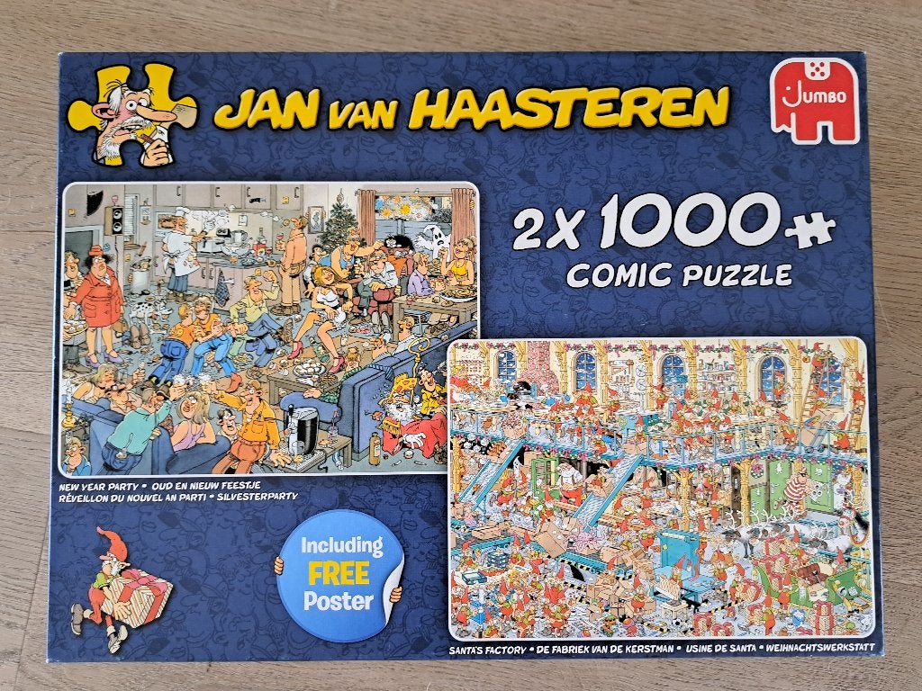Jan v Haasteren - Oud & Nieuw Feestje/De Fabriek vd Kerstman, Ophalen of Verzenden, 500 t/m 1500 stukjes, Zo goed als nieuw, Legpuzzel