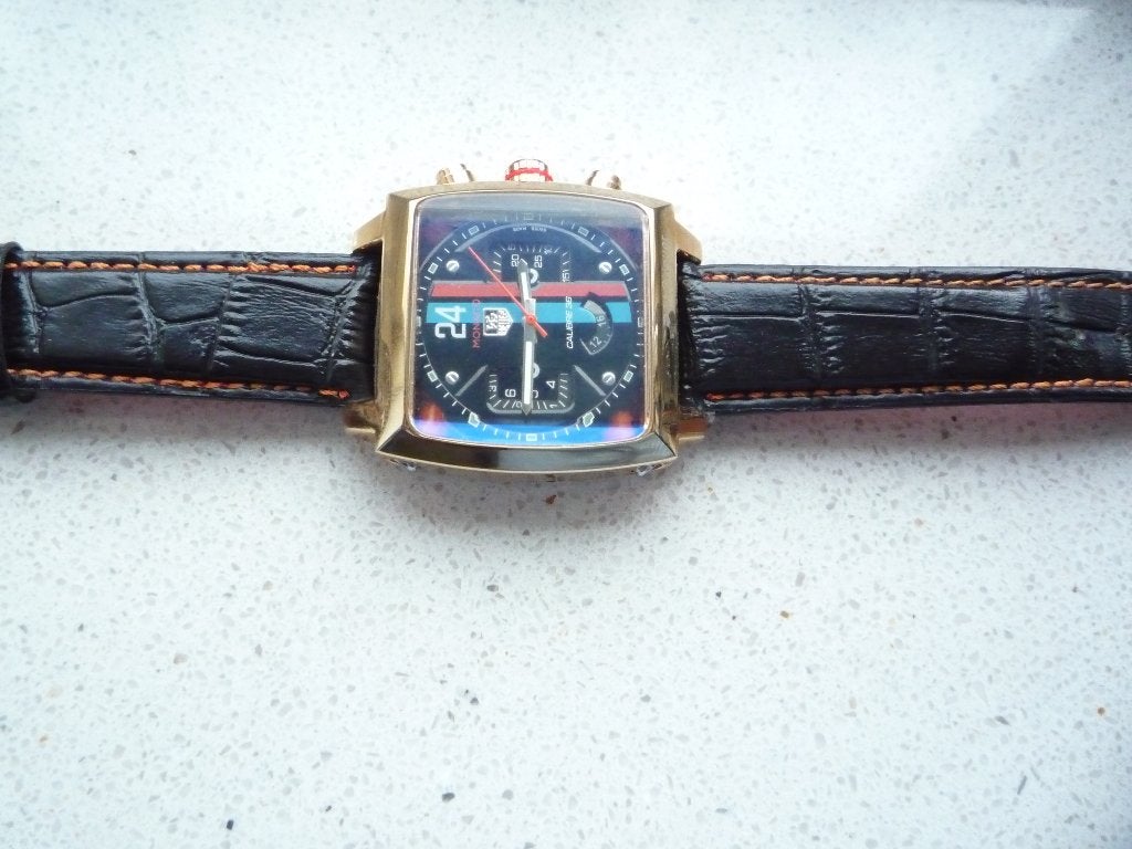 TAGHEUER MONACO, Overige materialen, Leer, Polshorloge, Ophalen of Verzenden