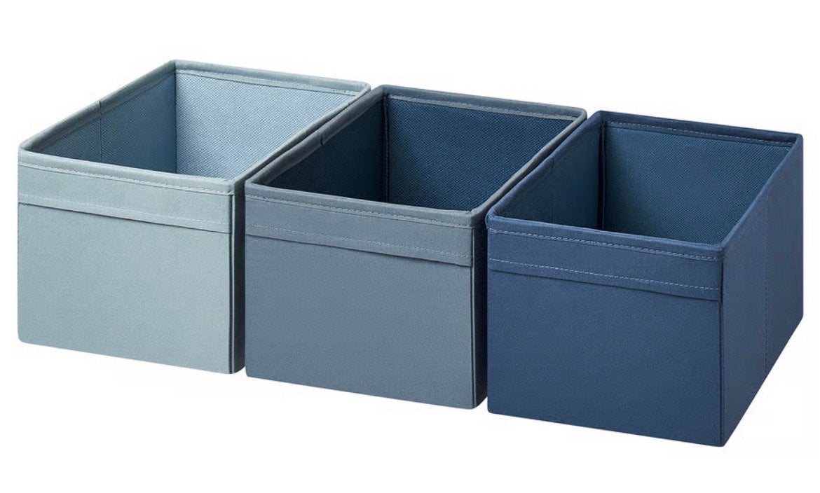IKEA Set of 3 fabric storage boxes, Ophalen, Minder dan 50 cm, Gebruikt, Minder dan 50 cm