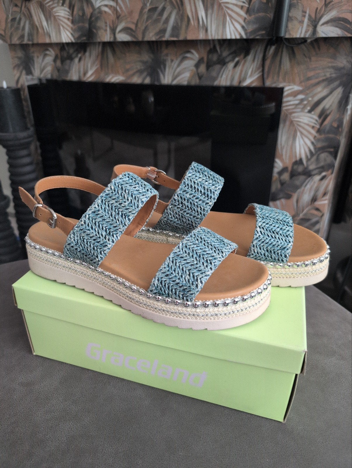 Leuke zomer sandalen met studs maat 41, Blauw, Graceland (van Haren), Gedragen, Sandalen of Muiltjes