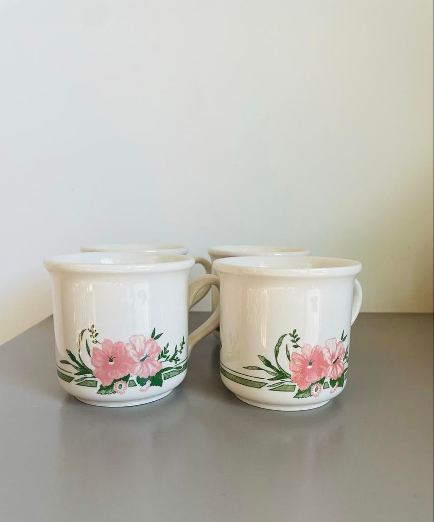 4 Vintage Biltons Coloroll England Mokken met Bloemen, Antiek en Kunst, Ophalen of Verzenden