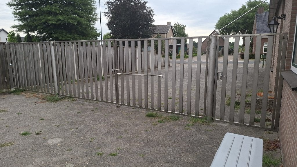 Hekwerk/poort 9,15 x 1,9m extra zwaar RVS tbv bv paarden/vee, Tuin en Terras, Tuinhekken en Hekwerk, Ophalen, Met poort, Gebruikt