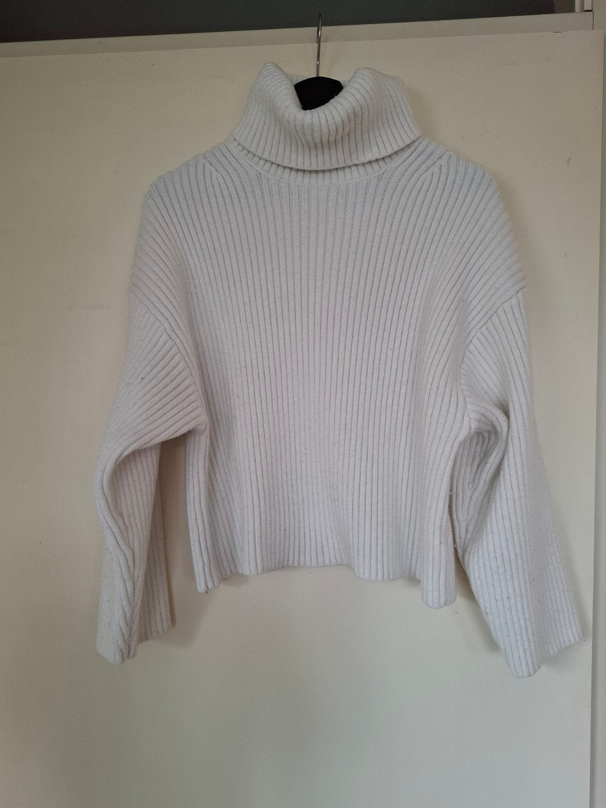 H&M Witte Ribgebreide Coltrui Maat L, H&M, Wit, Maat 42/44 (L), Ophalen of Verzenden