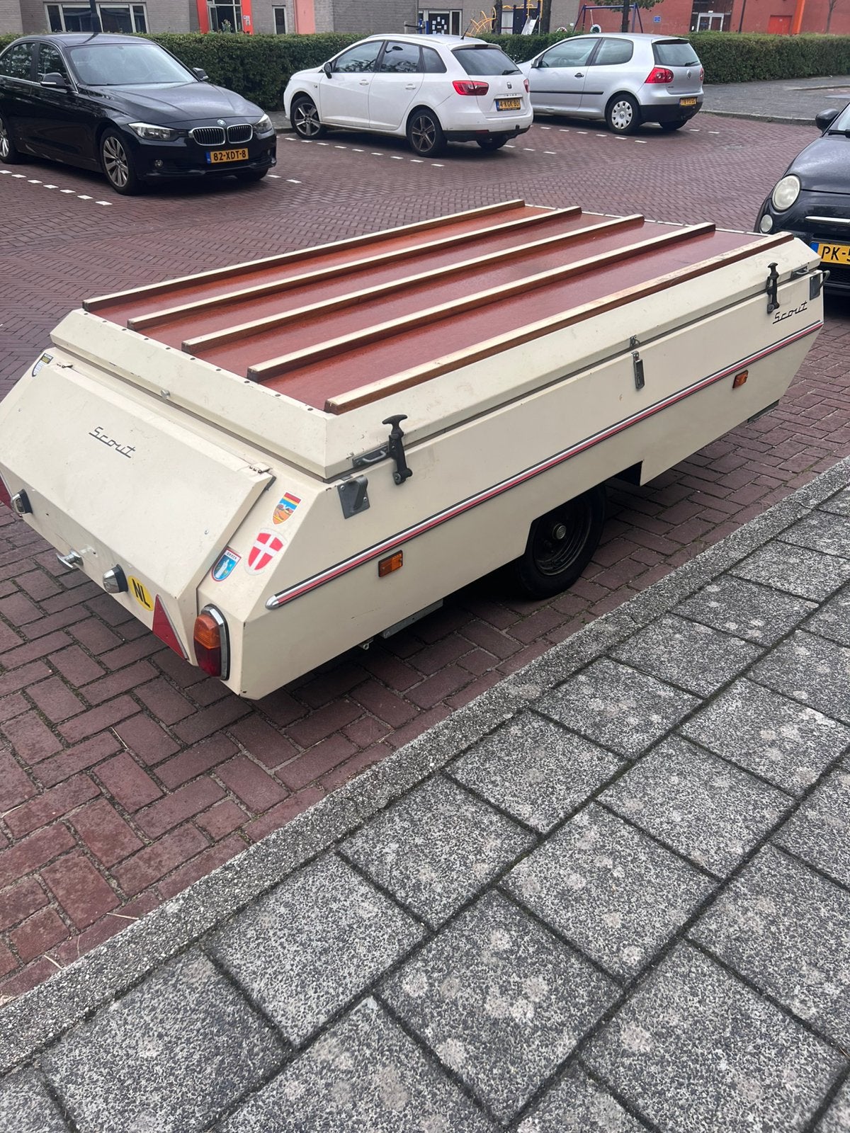 Vintage : Mooie Scout Senior vouwwagen jaren 70/80, Ophalen, Aanwezig, Tot en met 6, Groen