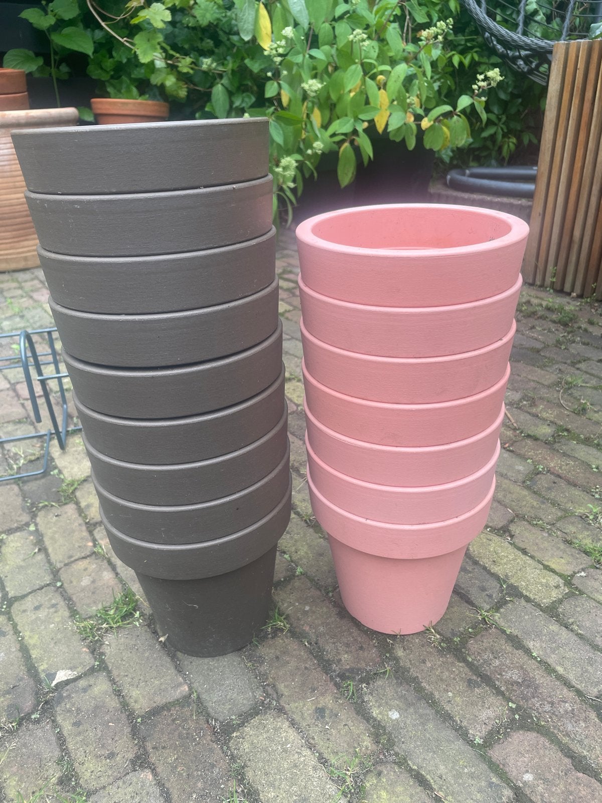 16 bloempotten, diameter 16 cm, 14,5 cm hoog, Tuin en Terras, Bloempotten, Ophalen, Kunststof, Gebruikt, Rond