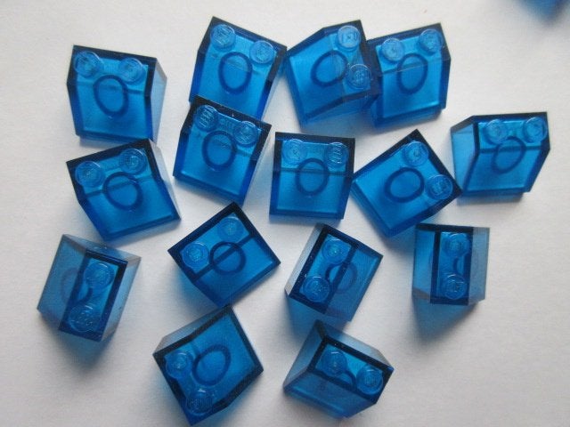 nr. 8027, 15 transparant blauwe schuine stenen 2x2., Ophalen of Verzenden, Zo goed als nieuw, Complete set, Lego