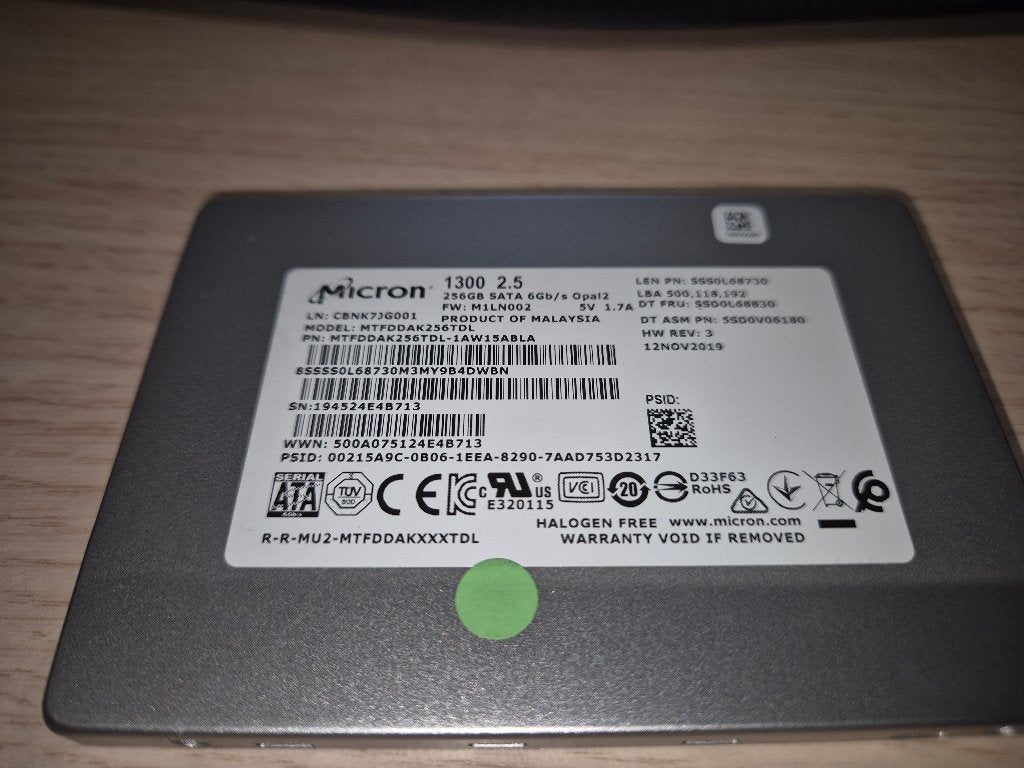 SSD intern 256 GB Micron, Computers en Software, Harde schijven, Intern, Gebruikt, 256 GB, Ophalen of Verzenden