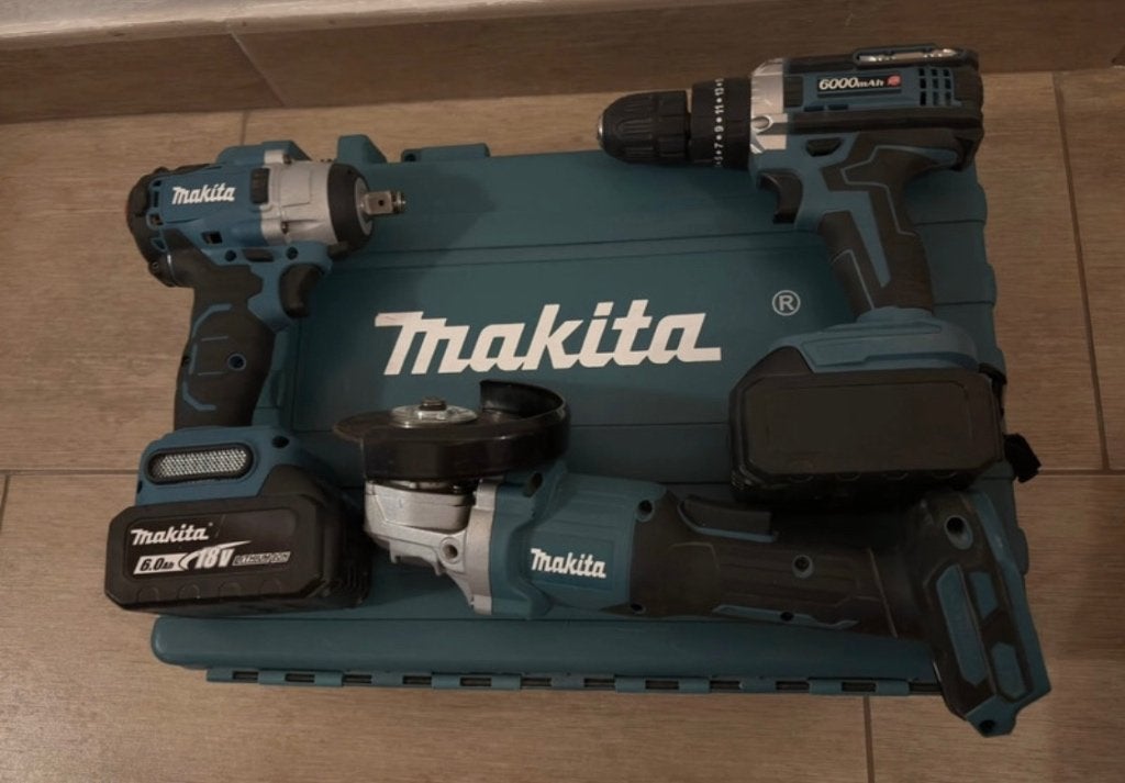Foto 6 van Makita Accu Geredschap Set Haakse Slijper, Boormachine,Slag