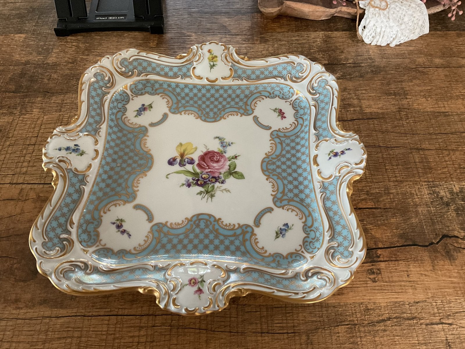 Porseleinen schaal vierkant Western Germany 30x30 blauw, Ophalen of Verzenden