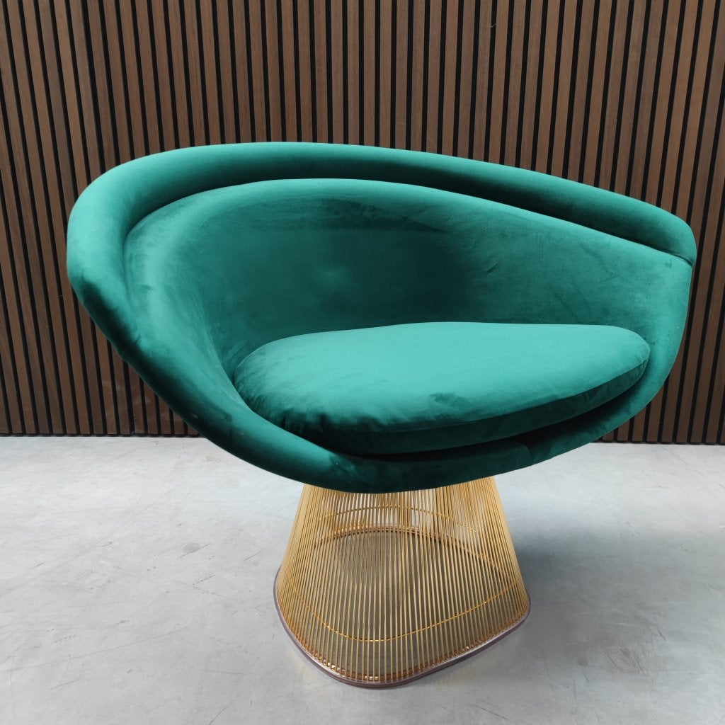 Knoll Warren Platner loungechair - groen velours, Antiek en Kunst, Ophalen of Verzenden