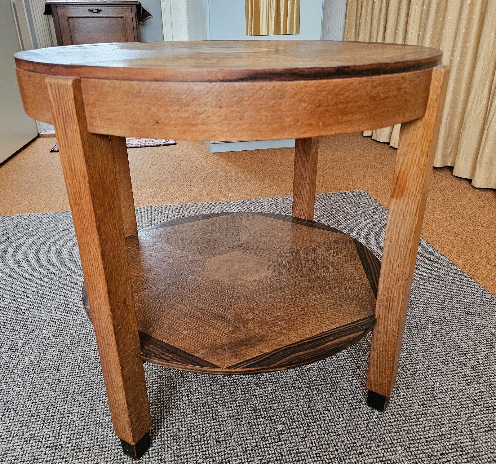 Deco Amsterdamse School salon/ bijzettafel, Huis en Inrichting, Tafels | Bijzettafels, Ophalen, Rond, 55 tot 75 cm, 60 cm of meer