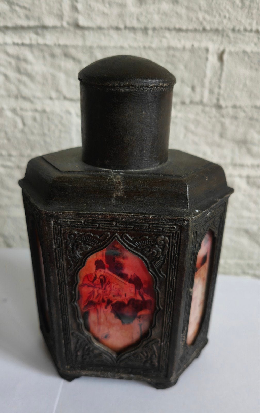 Chinese tinnen? theepot en theebus, Antiek en Kunst, Ophalen of Verzenden