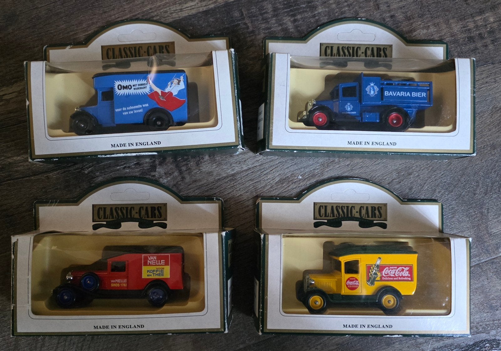 Vintage Classic Cars - Coca-Cola, Van Nelle, Omo & Bavaria B, Ophalen of Verzenden, Nieuw, Bus of Vrachtwagen, Overige merken