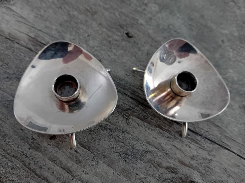 Set van 2 vintage design Kandelaars, Ophalen of Verzenden