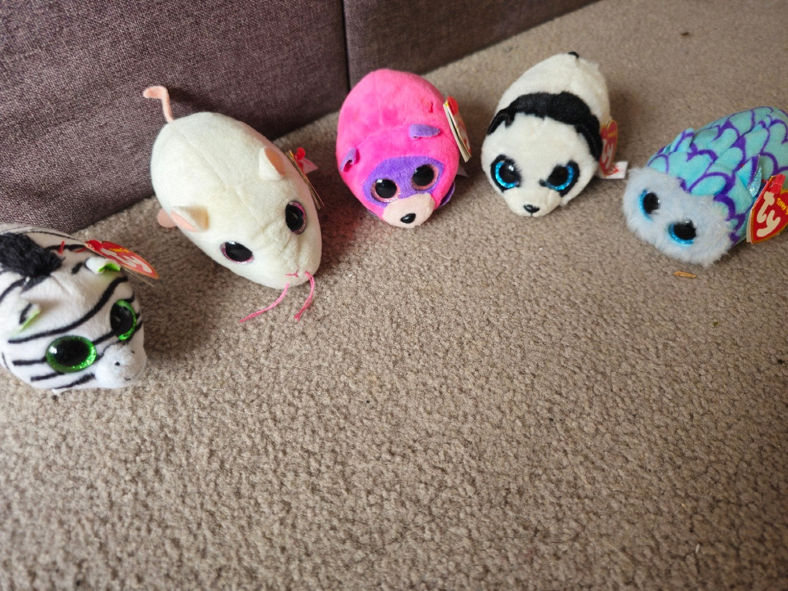 Leuke Ty Beanie Boos knuffels - set van 5, Muis, Ophalen of Verzenden, Klein (minder dan 20 cm), Wit