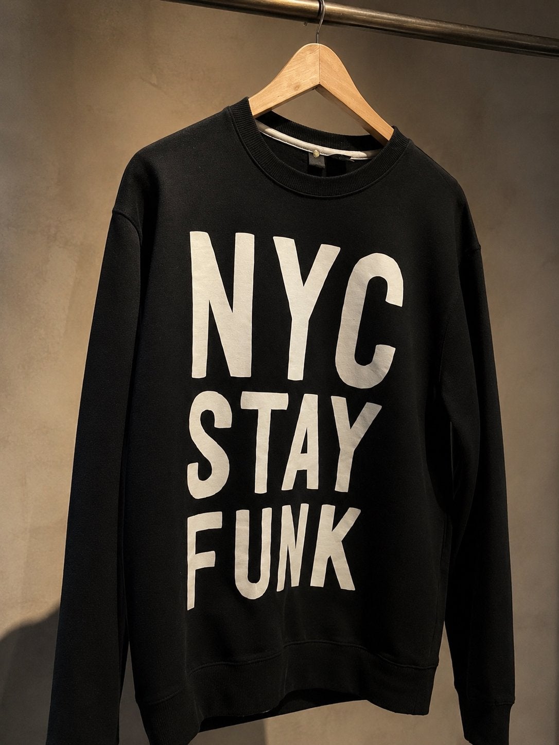 Zwarte oversized crewneck sweater "NYC STAY FUNK" - XL, Ophalen, Zo goed als nieuw, Maat 46/48 (XL) of groter, Zwart
