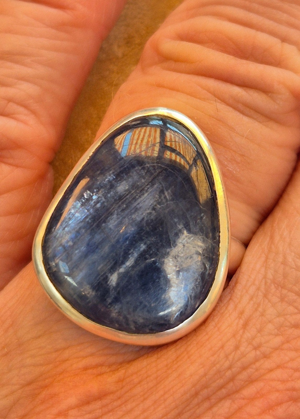 Zilveren ring met Kyaniet maat 18,5, 18 tot 19, Blauw, Nieuw, Ophalen of Verzenden