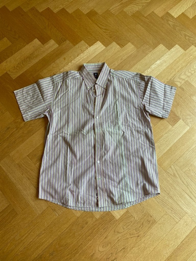 Kleurig gestreept overhemd korte mouwen Brixon, maat L/XL., Kleding | Heren, Meerkleurig, Ophalen of Verzenden, Halswijdte 41/42 (L)