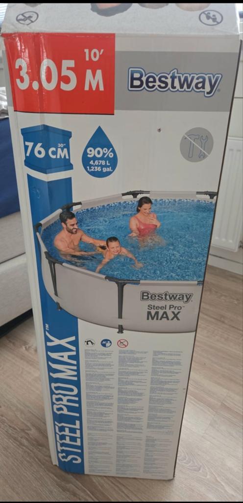 Bestway Opzetzwembad Steel Pro MAX met filterpomp, Tuin en Terras, Minder dan 80 cm, Rond, Ophalen of Verzenden, Zo goed als nieuw