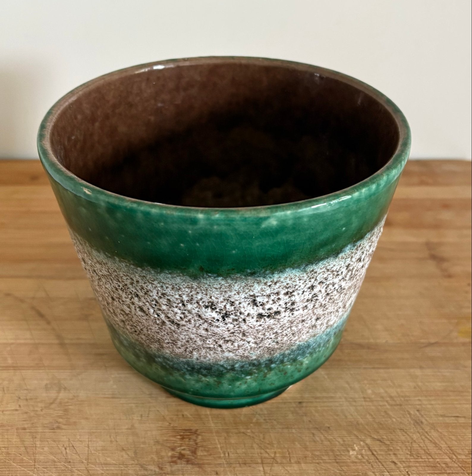 Mid Century Fat Lava Bloempot - Jaren 60/70 Retro Groen/Grij, Ophalen