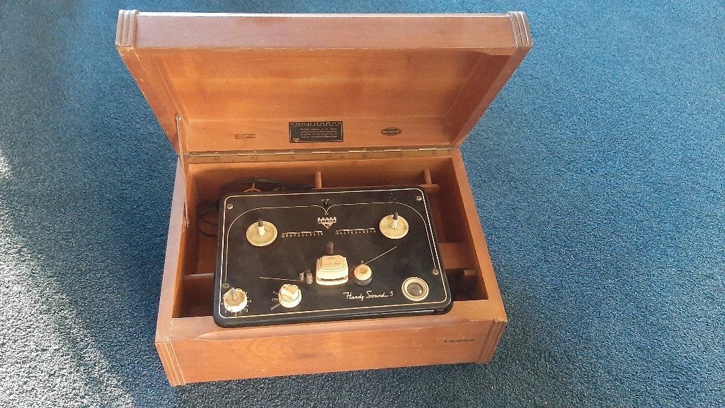 Amroh Handysound 5 bandrecorder in originele houten kast., Ophalen of Verzenden
