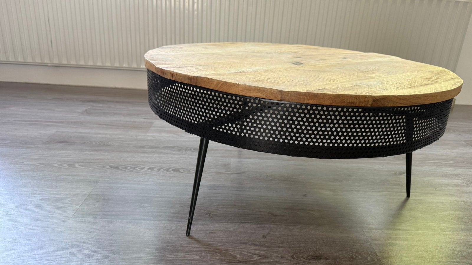 Mango hout salon tafel, Ophalen, Zo goed als nieuw, Rond, 50 tot 100 cm