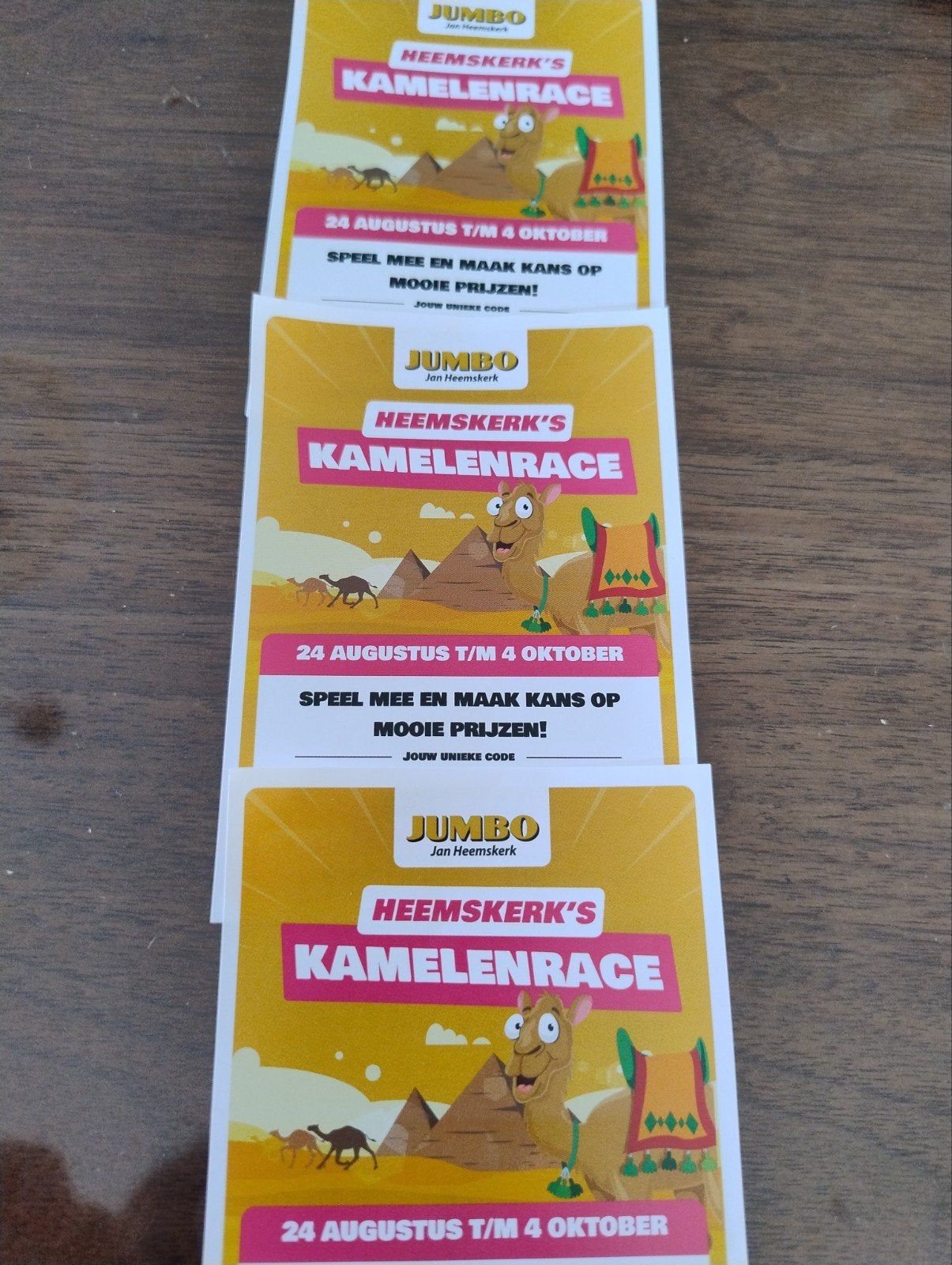 3 kamelen race codes, Jumbo, Ophalen of Verzenden