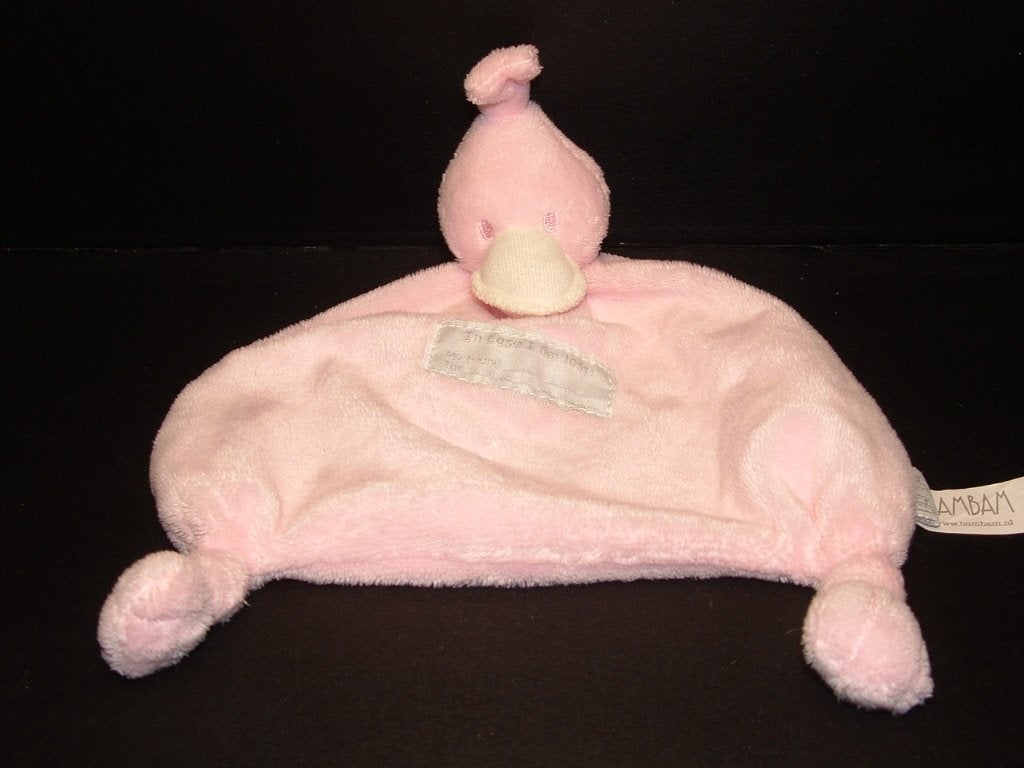 BAMBAM EEND KNUFFELDOEK VELOURS ROZE MET WITTE, Verzenden, Nieuw, Overige typen