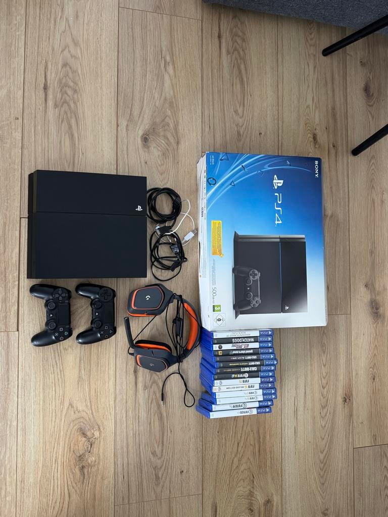 Sony PlayStation 4 (PS4) 500GB met 2 controllers en games, Met 2 controllers, Ophalen of Verzenden, Original, 500 GB